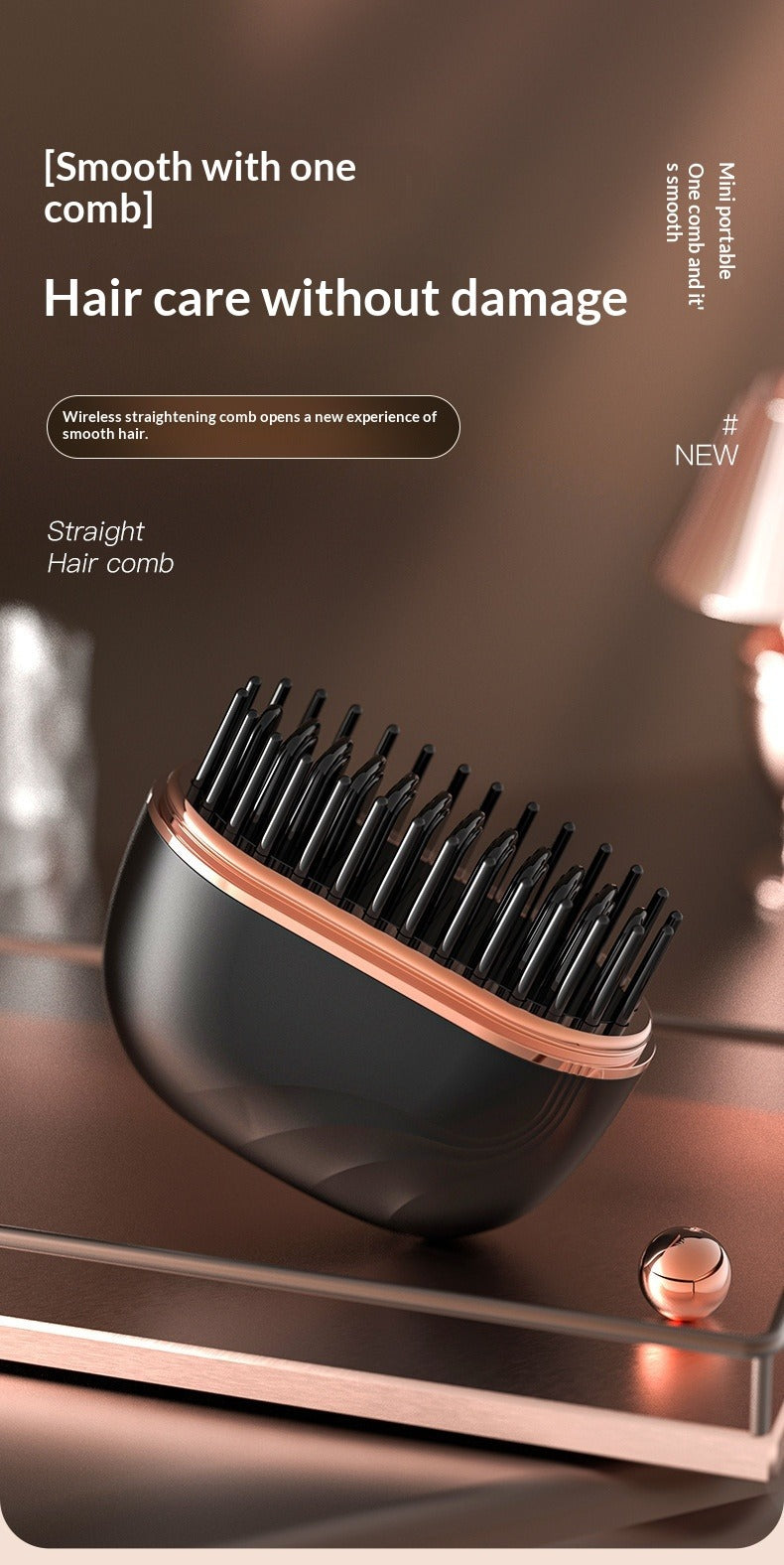 Mini Charging Hair Straightener Comb
