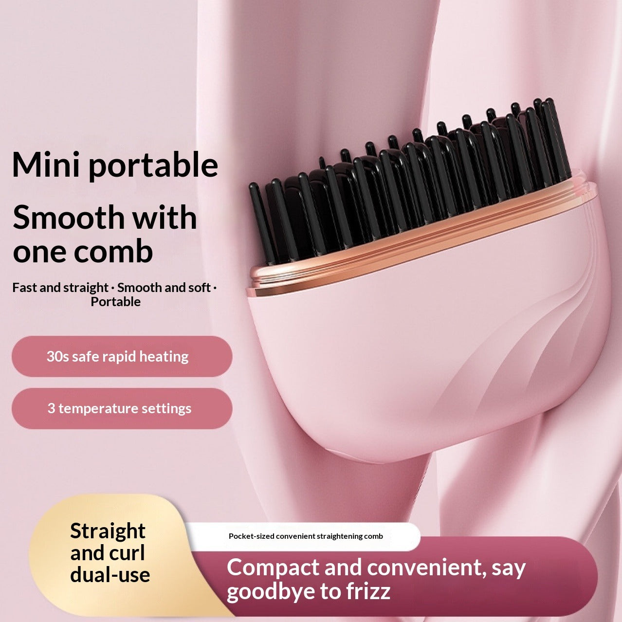 Mini Charging Hair Straightener Comb